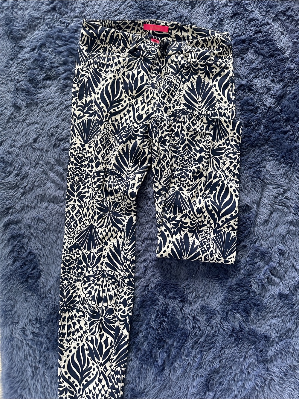 Lilly Pulitzer Navy & White Floral-Print Stretch Pants